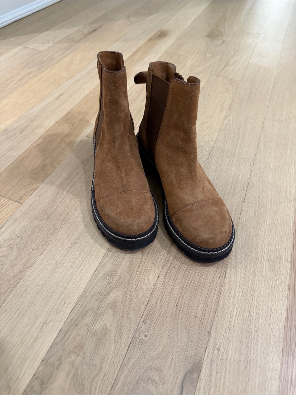 See By Chloe Suede Chelsea Booties in Cognac